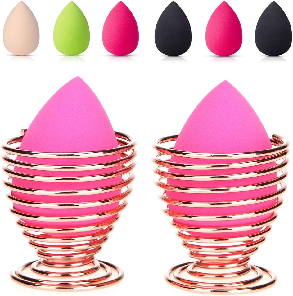 2 Pack Rose Gold Beauty Sponge Blender Holders - Makeup Drying Stands Pack Rose Gold