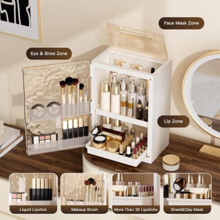 Beige Makeup Organizer - Hình 2