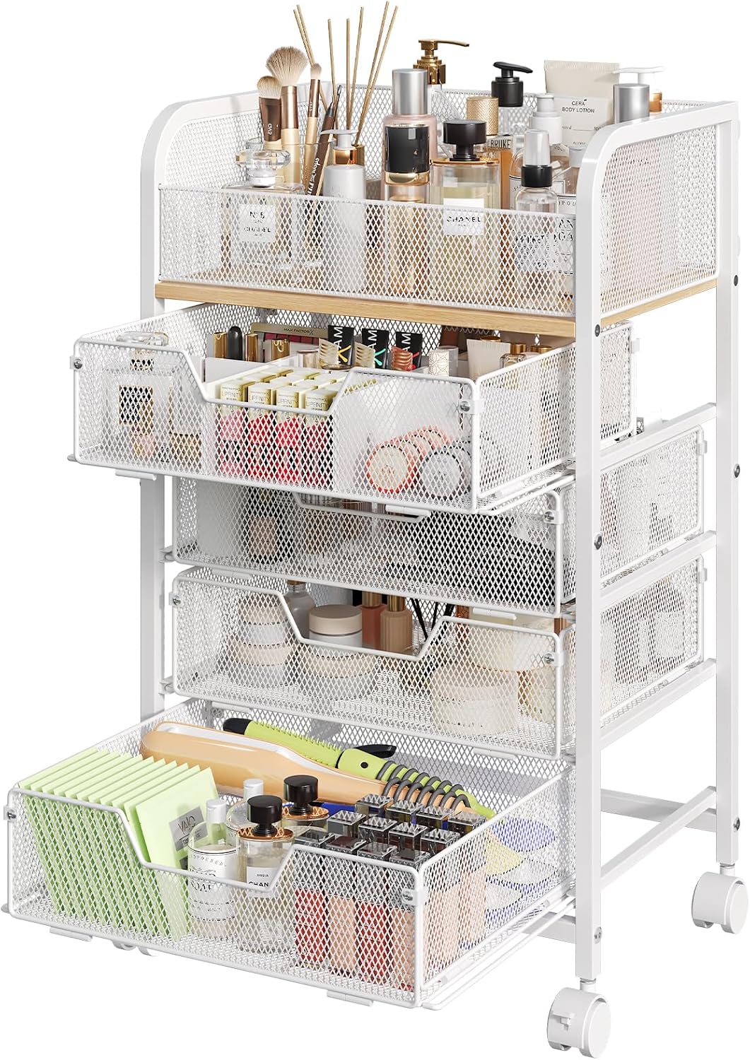 hongtamoya-white-rolling-makeup-cart-with-4-drawers-26-7-h-01 White Rolling Mesh