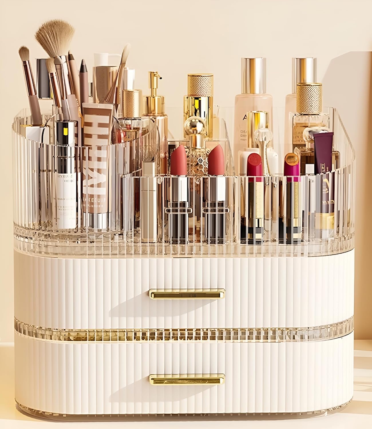 spaceluxe-large-3-tier-makeup-organizer-with-3600-rotating-brush-holder-cream-white-01 Cream White Tier