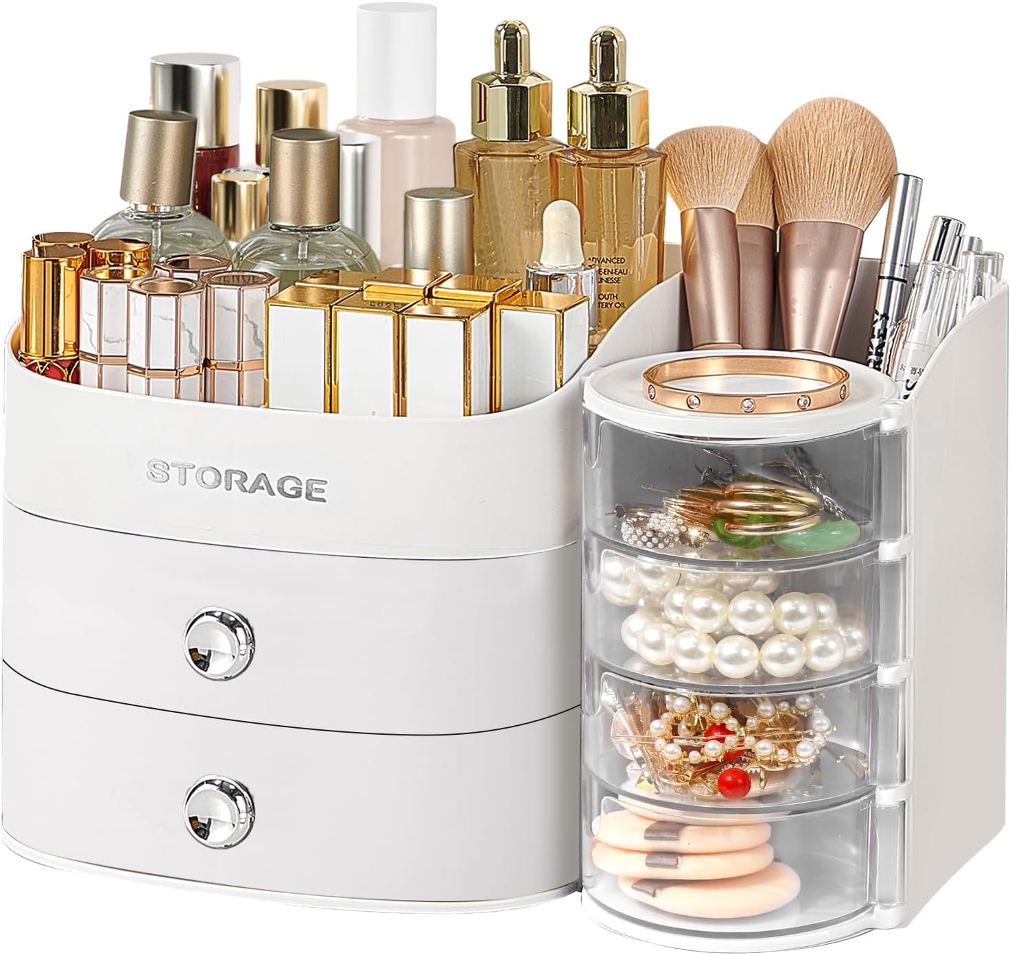 ygjt-white-countertop-makeup-organizer-with-drawers-for-vanity-1-count-01 White Multi Compartment